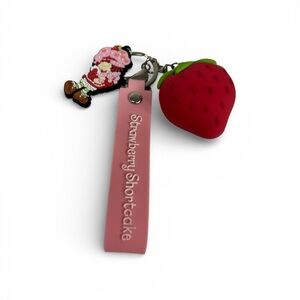 Strawberry Shortcake Pink Key Chain with Strawberry Shortcake and a Strawberry